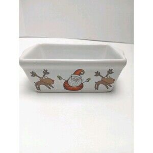 Michael’s Stoneware Christmas White Ceramic Happy Holidays Mini Loaf Pan